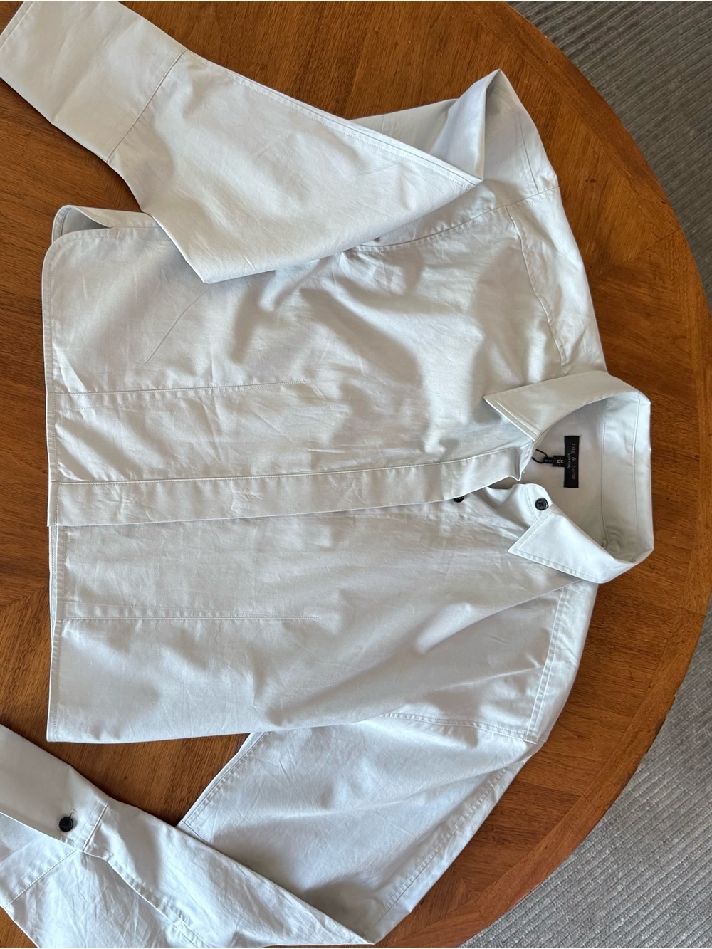 Rag & Bone lt. grey cotton Button-Up cropped shirt